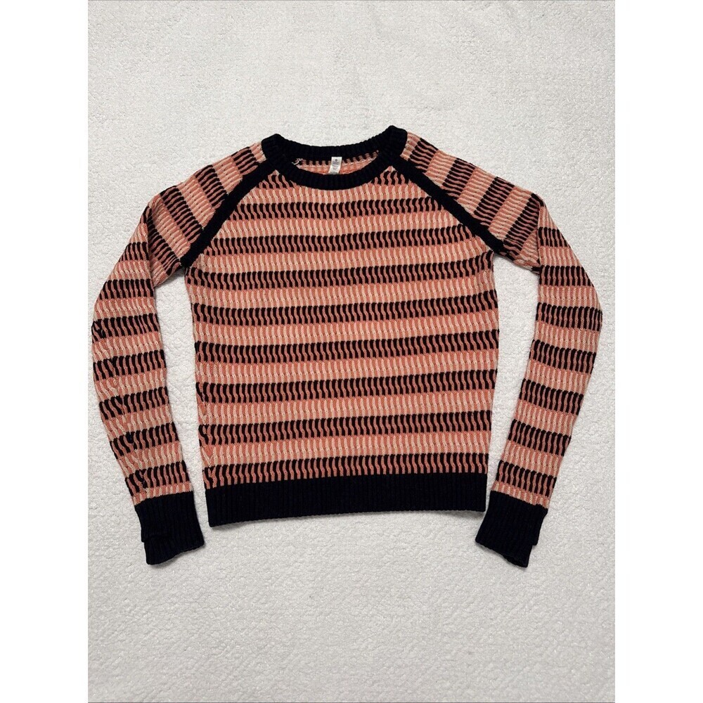 LULULEMON Devi Crew Knit Sweater Sz 4 Cotton Plum Peach Naval Blue $118
